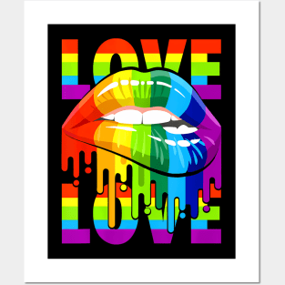 Love LGBT +Q  Flag Lips Gay Lesbian Pride Month Posters and Art